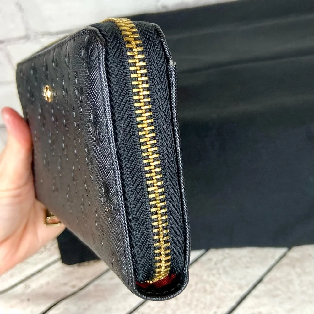 Patrick Cox fleur de lis black leather zippy zip around long wallet *new* - Picture 5 of 16